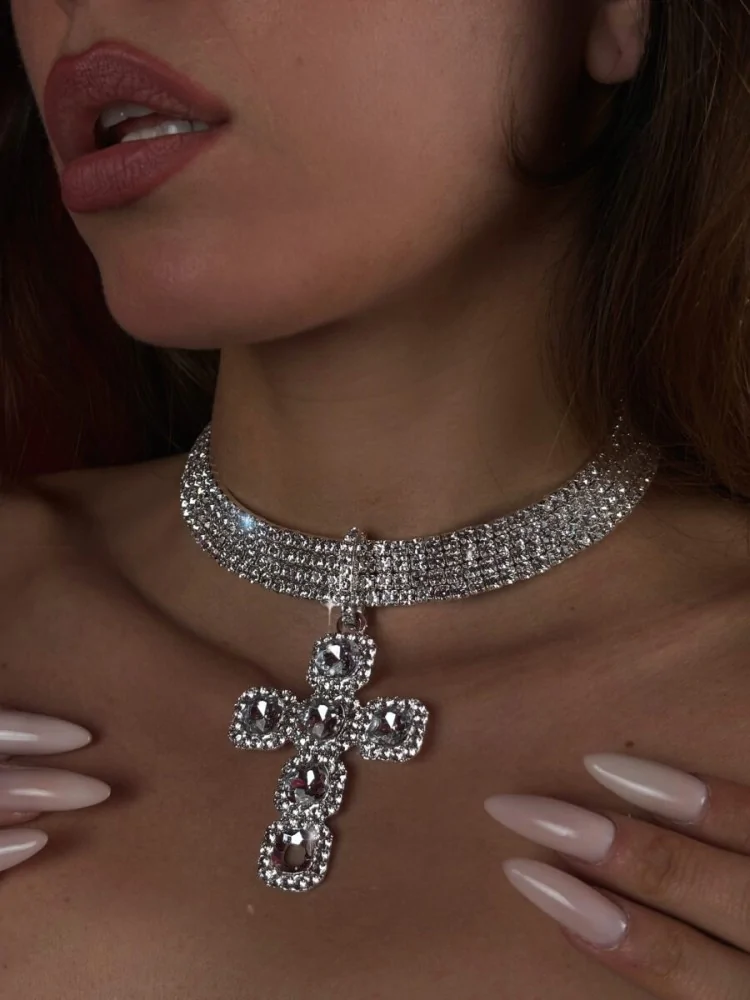 CHOKER WITH STRASS CROSS -...