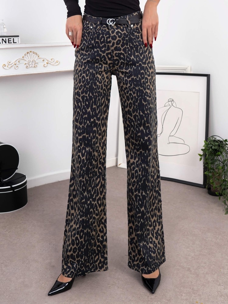 BROWN LEOPARD JEANS - SAMI