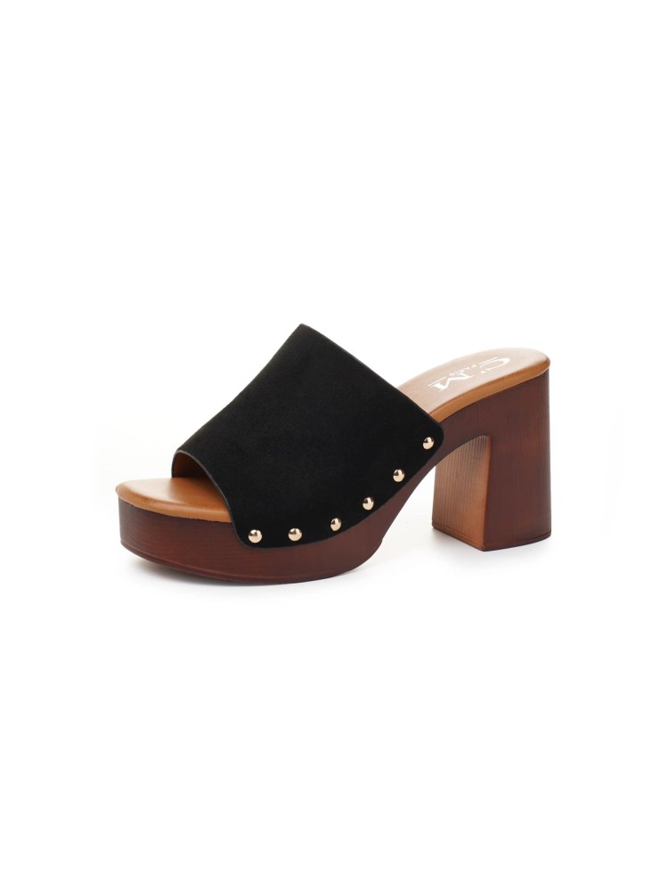 BLACK SUEDE CLOGS - JUNO