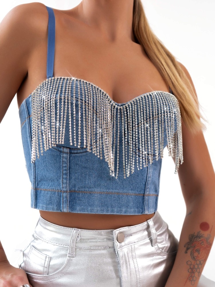 JEAN TOP WITH STRASS - ANATOLI
