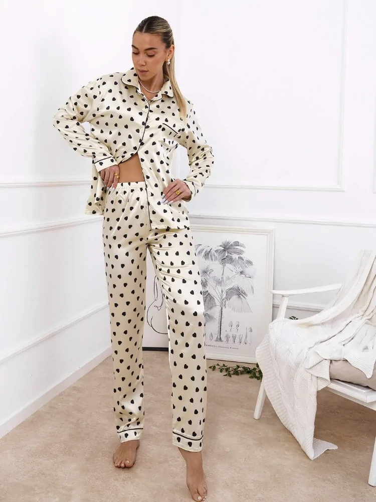 CREAM SATIN PYJAMAS - ERSIE