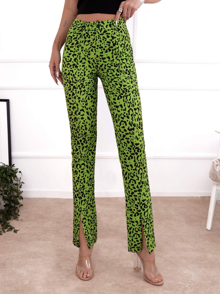 GREEN LEOPARD PANTS - GRASS