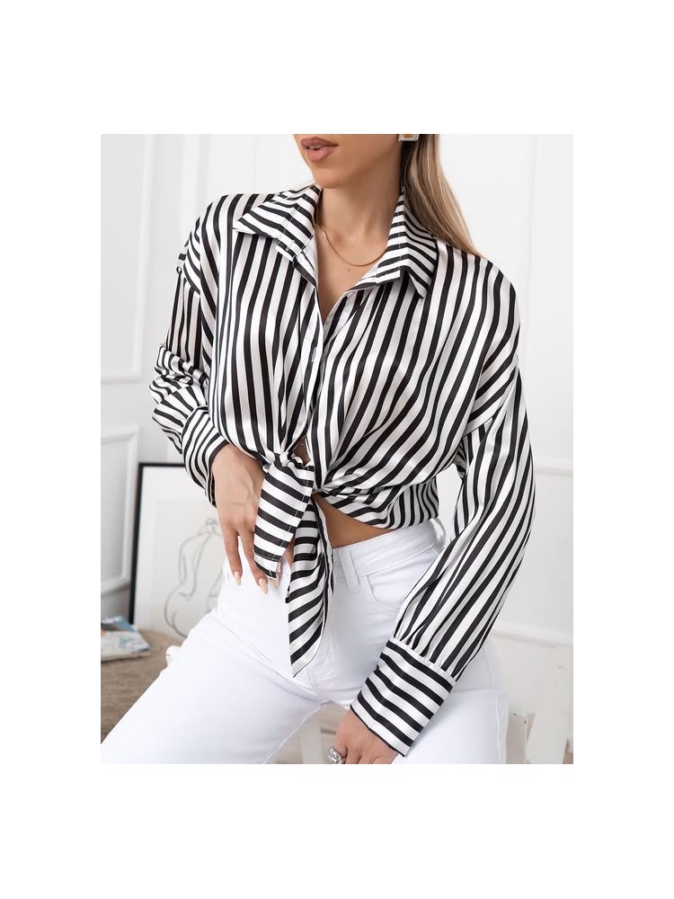 BLACK STRIPPED SATIN SHIRT...