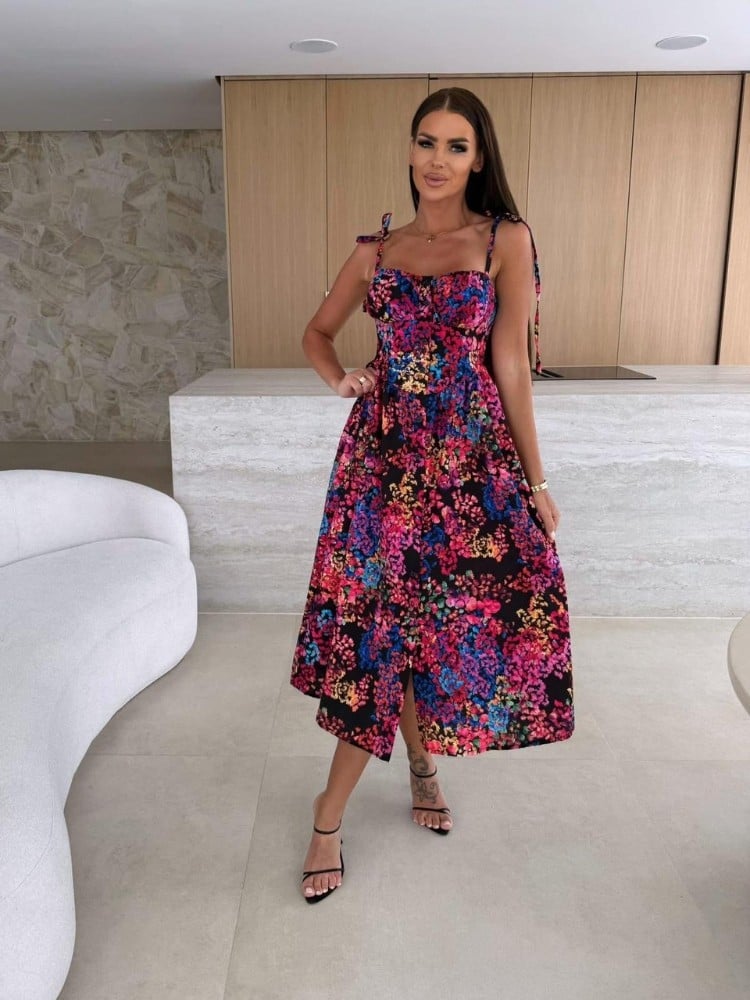 LONG BLACK FLORAL DRESS -...
