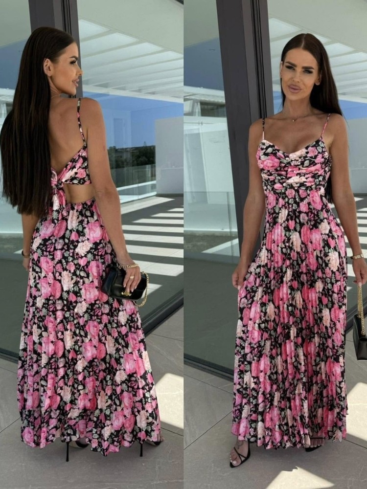 BLACK FLORAL DRESS - ANUETA