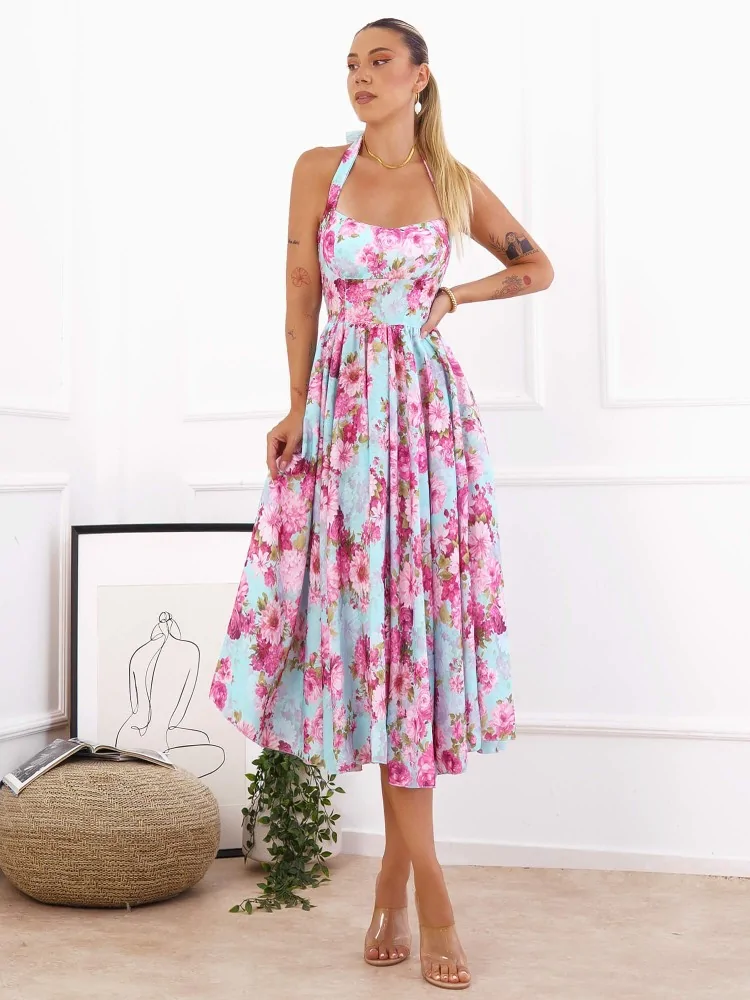 BABY BLUE FLORAL DRESS -...