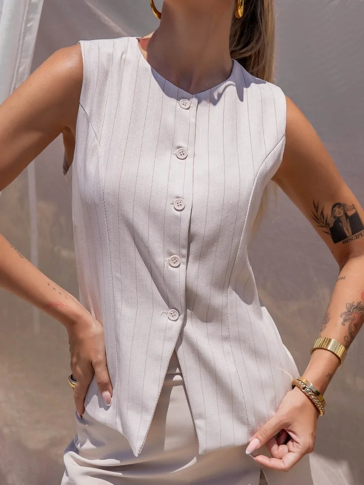 VEST BEIGE WITH STRIPES -...