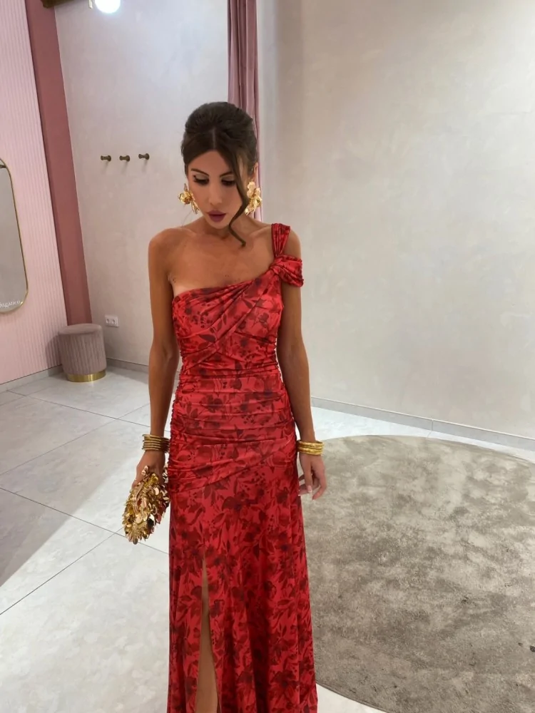 MAXI RED FLORAL DRESS - ALVA