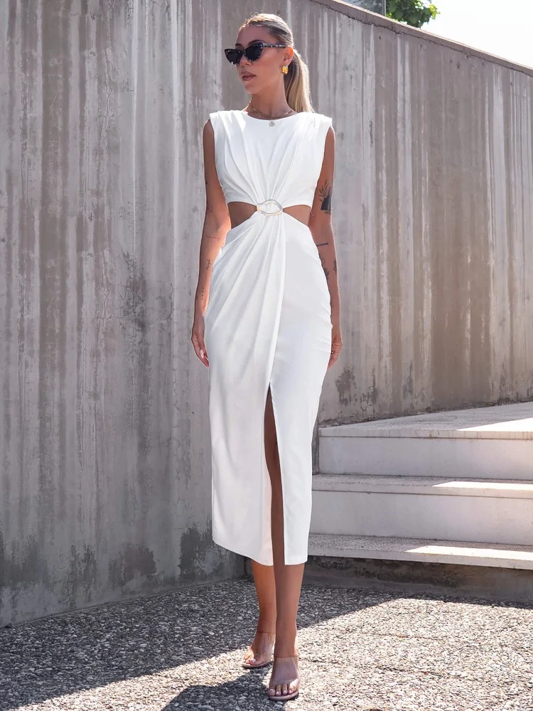 WHITE MIDI DRESS - XARVI