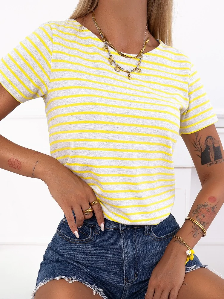 STRIPPED YELLOW TSHIRT- MARINE