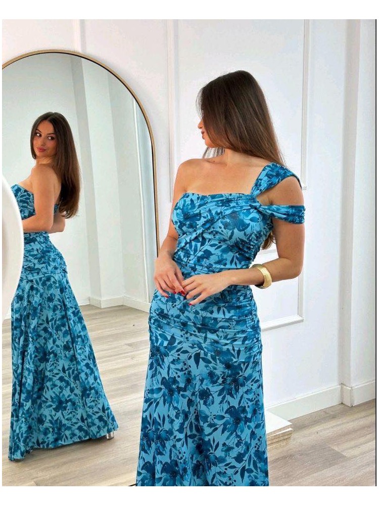 MAXI BLUE FLORAL DRESS - ALVA