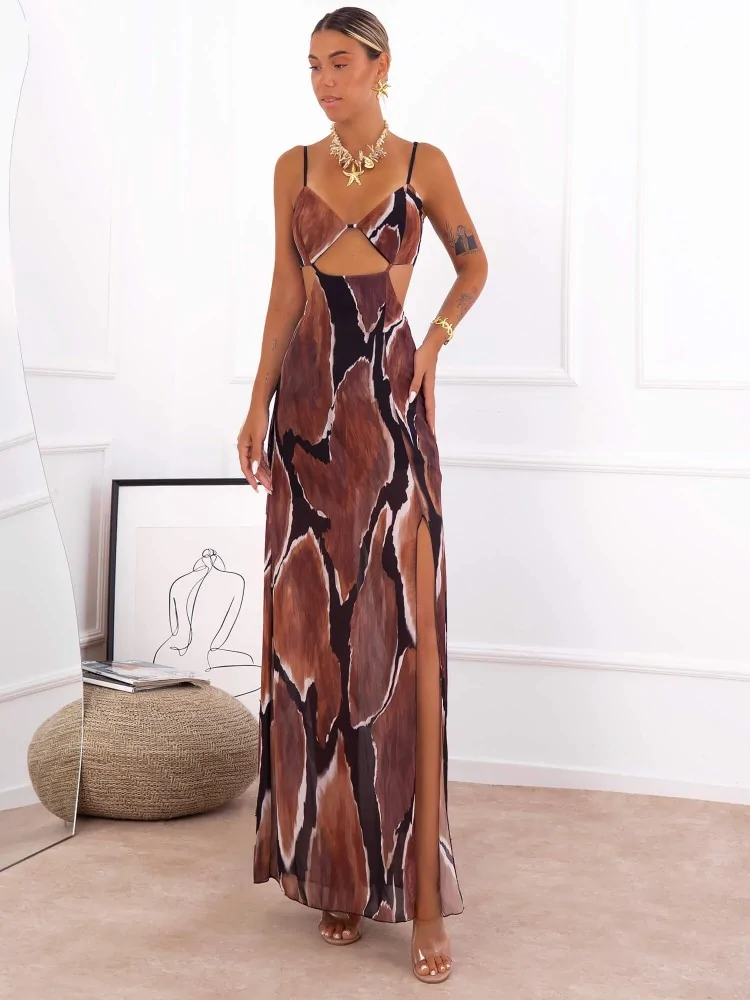 BROWN MAXI DRESS - STAVRINA