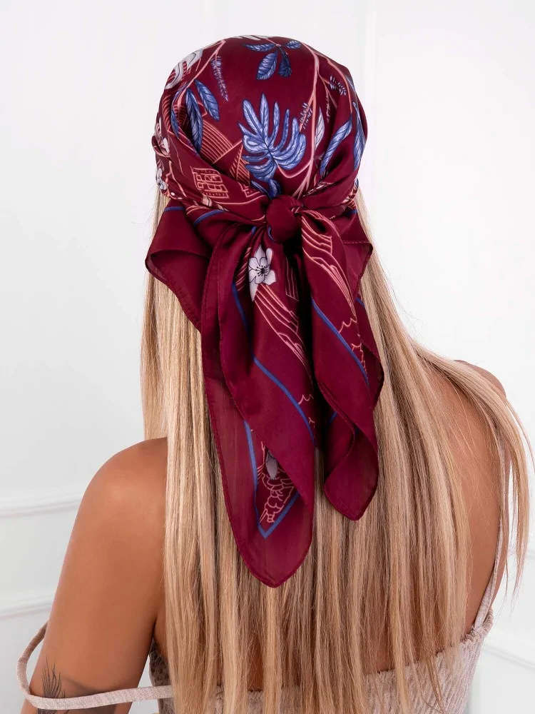 FLORAL SATIN WINE FOULARD