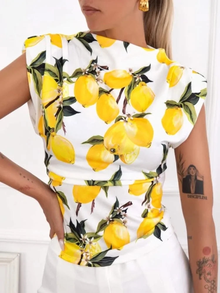 BLOUSE WITH LEMONS - LEMON