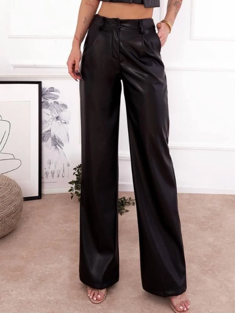BLACK ECO LEATHER PANTS -...