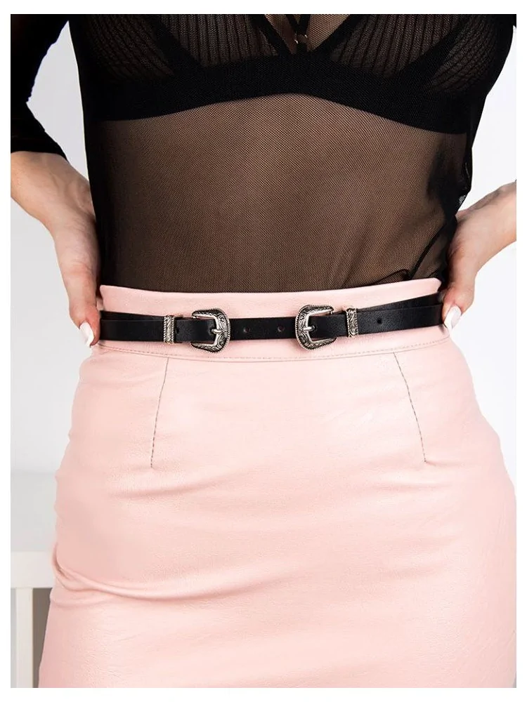 BLACK SLIM BUCKLE BELT