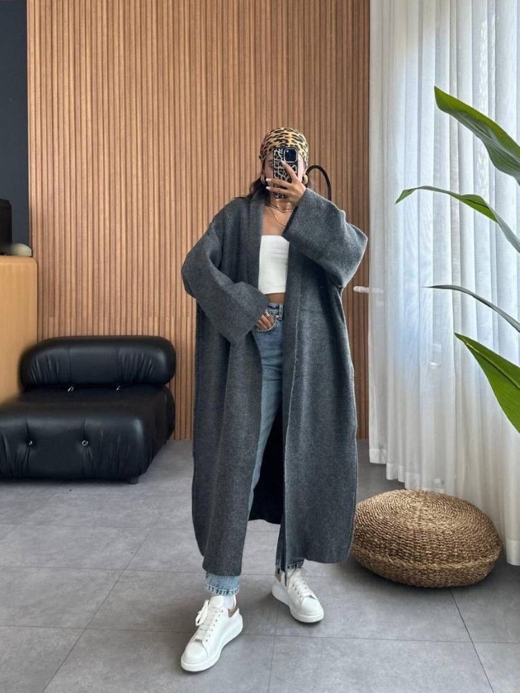 LONG KNITTED CARDIGAN  -...