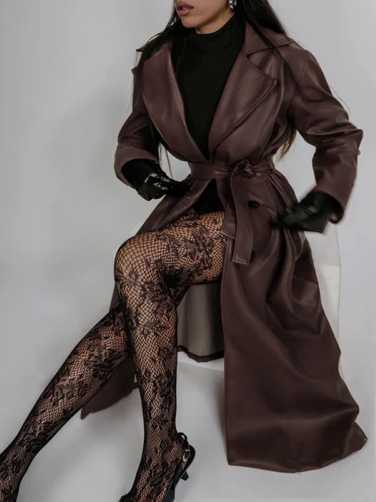 JUNIPER BROWN LEATHER COAT