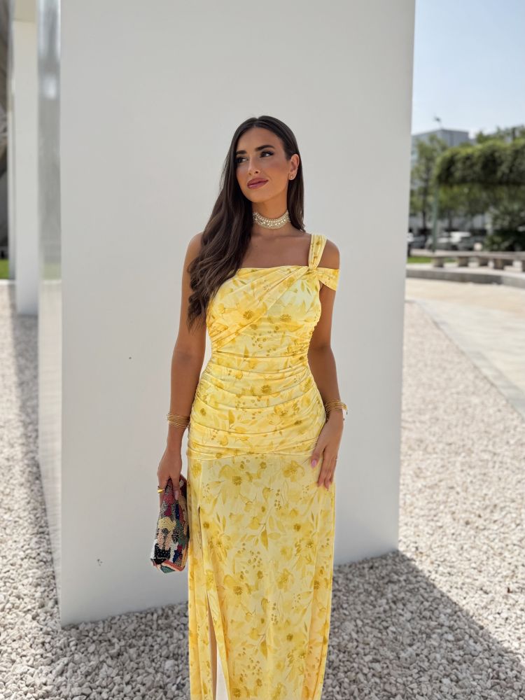 MAXI YELLOW FLORAL DRESS -...