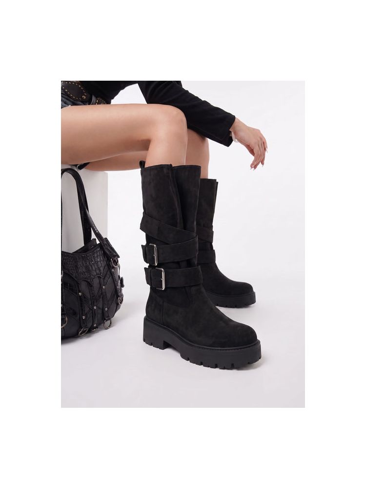 BLACK SUEDE RIDER BOOTS