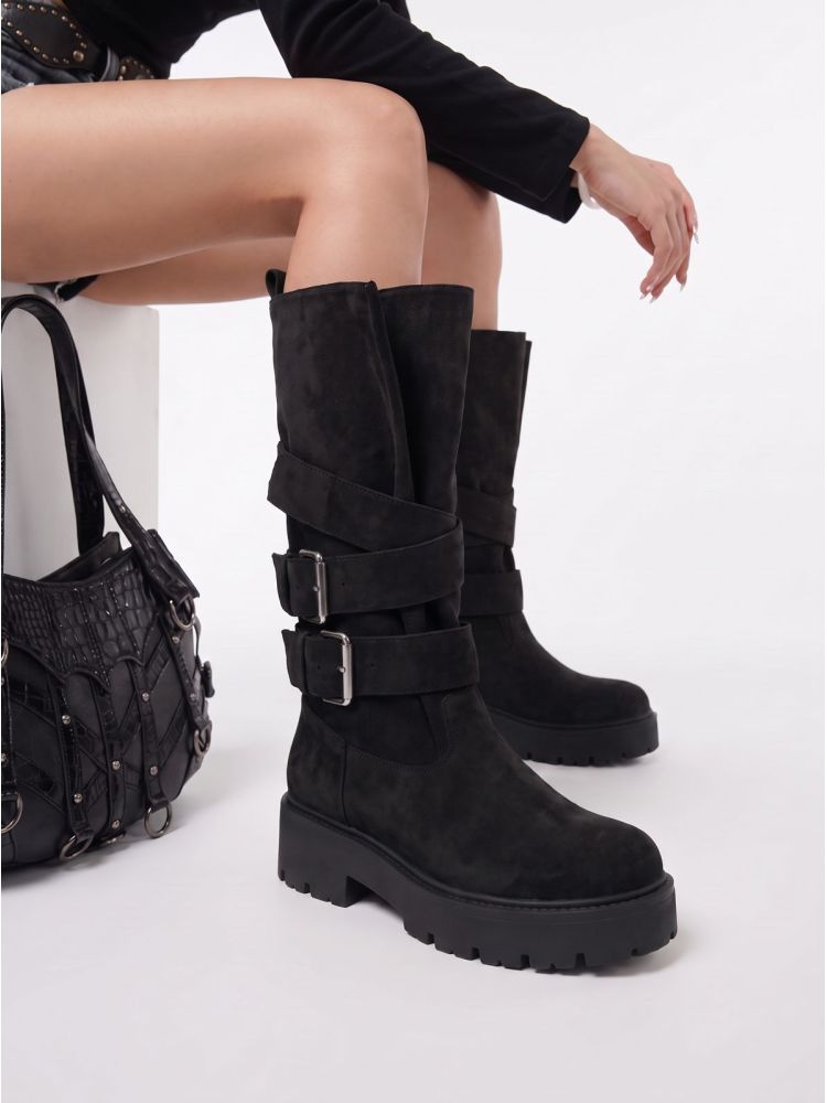 BLACK SUEDE RIDER BOOTS