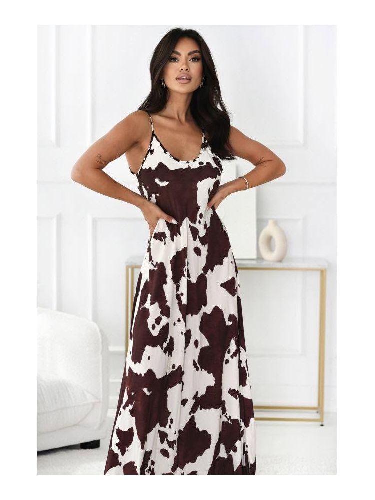 MAXI SATIN COW DRESS